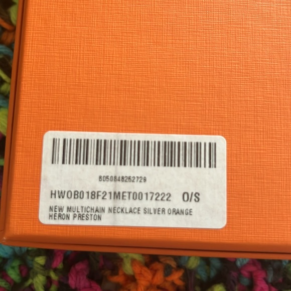 🎉Host Pick 🎉 💕. Heron Preston Multi Chain Necklace Silver Orange Brand New - Picture 10 of 10